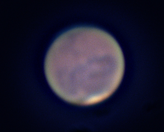 Mars am 1. Juli 2018. Aufgenommen am Grossen Refraktor der Kuffner Sternwarte um 01:14 MESZ. Foto: Günther Wuchterl