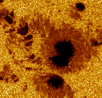 Sonnenfleck aufgenommen am 15. Juli 2002, Quelle: SST La Palma/Institute for Solar Physics Stockholm, Observations: Göran Scharmer, ISP. Image processing: Mats Löfdahl, ISP