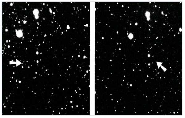Pluto, Ausschnitte der fotografischen Platten von Tombaugh.