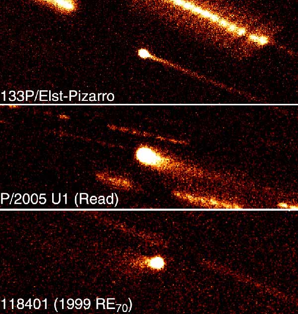 Aufnahmen von den drei, derzeit bekannten Hauptgürtel-Kometen
