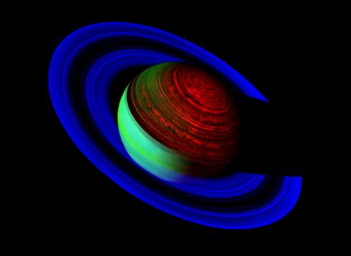 Saturn in Neonfarben