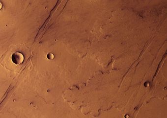 Daedalia-Planum, einer Region 1000 km südlich vom Arsia Mons