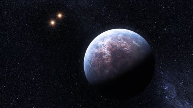 Auf dieser künsterlischen Darstellung umkreist der vor kurzem entdeckte Exoplanet den Stern Gliese 667 C