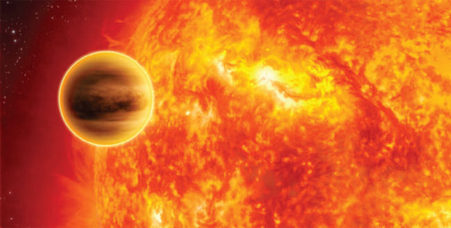 Diese künstlerische Darstellung zeigt einen Exoplaneten, ähnlich dem vor kurzem entdeckten WASP-18b