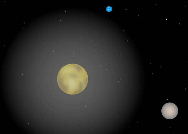 Die künstlerische Darstellung zeigt Plutos ausgedehnte Kohlenmonoxid-Atmosphäre