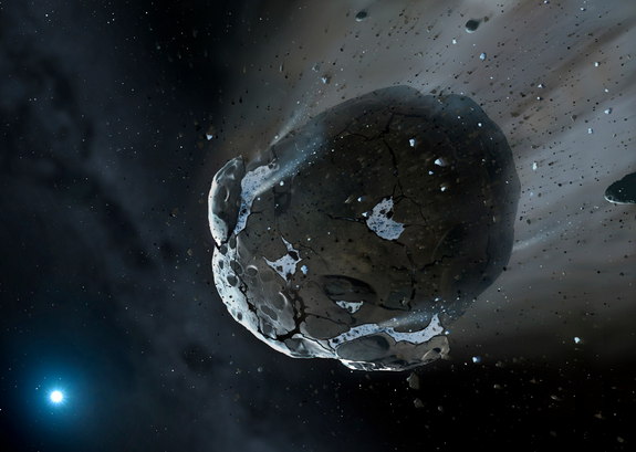 Künstlerische Darstellung eins wasserreichen Asteroiden