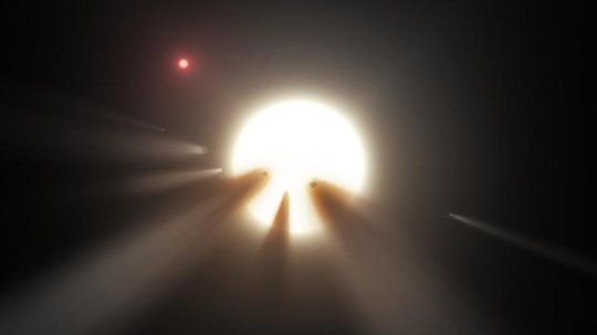 Die Konzeption des Künstlers zeigt einen Stern hinter einem zerberstenden Kometen.