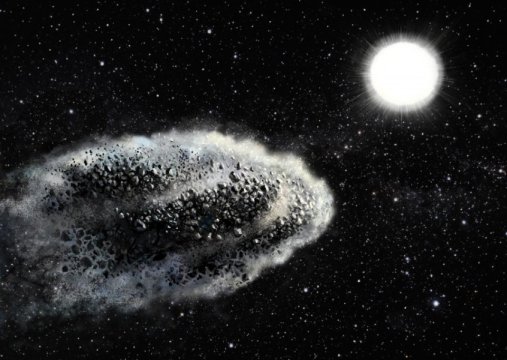 Künstlerische Darstellung eines Asteroiden in Sonnennähe.