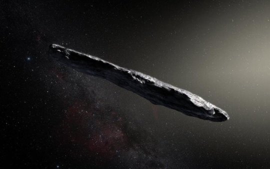 Künstlerische Darstellung des interstellaren Asteroiden Oumuamua. Bild: ESO/M. Kornmesser