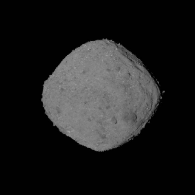 Eine Bild vom Asteroiden Bennu, welches die PolyCam-Kamera am 2. November 2018 aufgenommen hat, als sich die Sonde etwa 196 km vom Asteroiden entfernt befand. Bild: NASA Goddard Space Flight Center