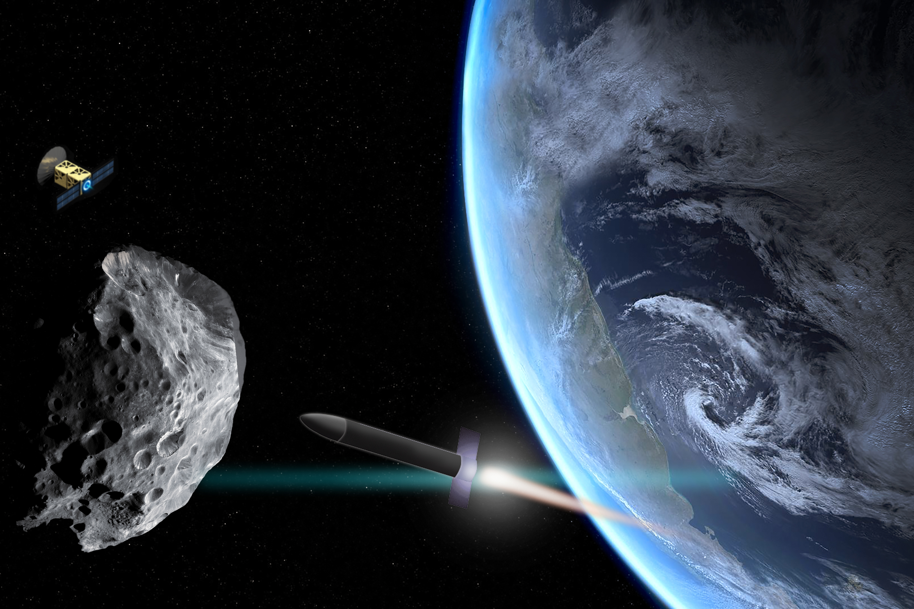 Asteroiden-Ablenkung. Credit: Christine Daniloff, MIT