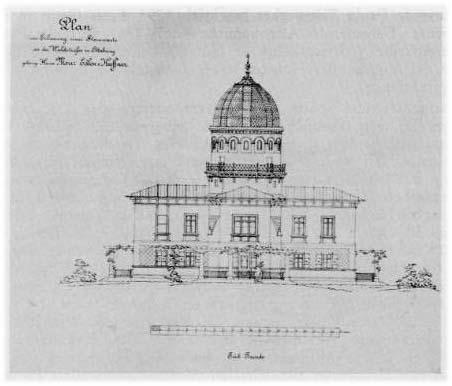 Entwurf für die Fassade der Kuffner-Sternwarte von Franz von Neumann