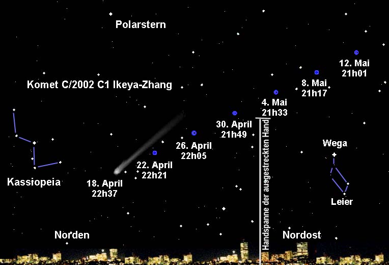 Suchkarte, Komet Ikeya-Zhang C2002 C1, April 2002