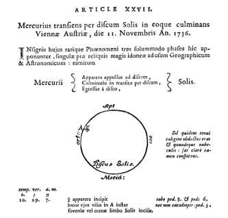 Merkurtransit 1736 - Beobachtungsbericht von Marinoni