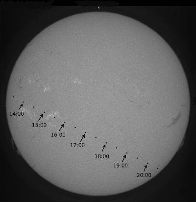 Merkurtransit 9. Mai 2016 - Verlauf, Sonnenbild: Kanzelhöhe Observatory