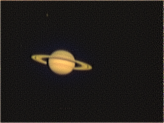 Saturn am 10. April  2008 im Großen Refraktor der Kuffner-Sternwarte, Aufnahme: D. Korbel, G. Wuchterl