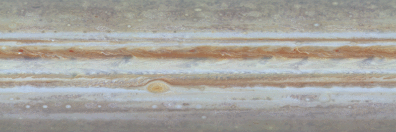 Cassinis erster Farbfilm von Jupiter