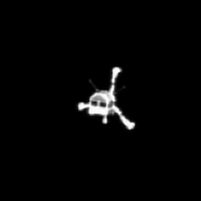 Philae während des Abstiegs zum Kometen. Bild: ESA/Rosetta/MPS for OSIRIS Team MPS/UPD/LAM/IAA/SSO/INTA/UPM/DASP/IDA