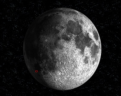 Ort des geplanten Einschlags auf dem Mond 