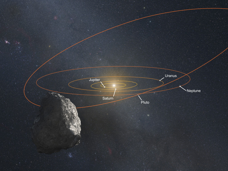 Künstlerische Darstellung eines Kuiper-Gürtel-Objekts am äußeren Rand des Sonnensystems.