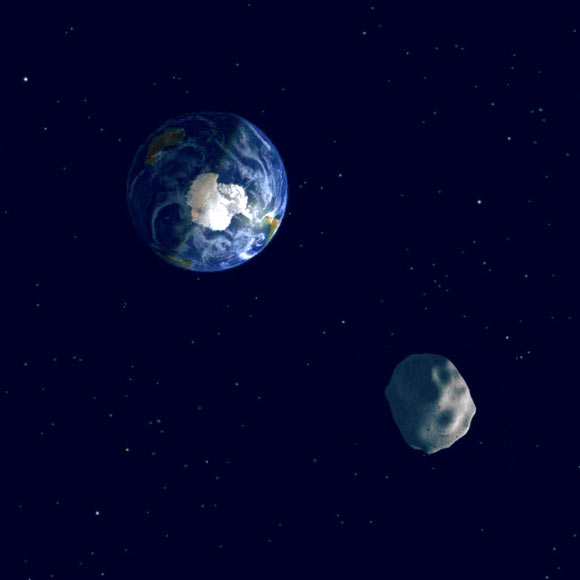 Künstlerische Darstellung eines erdnahen Asteroiden