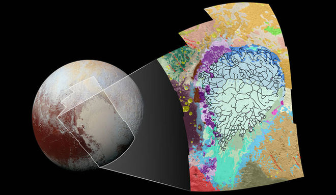 Karte von der linken Seite von Plutos herzförmiger Region