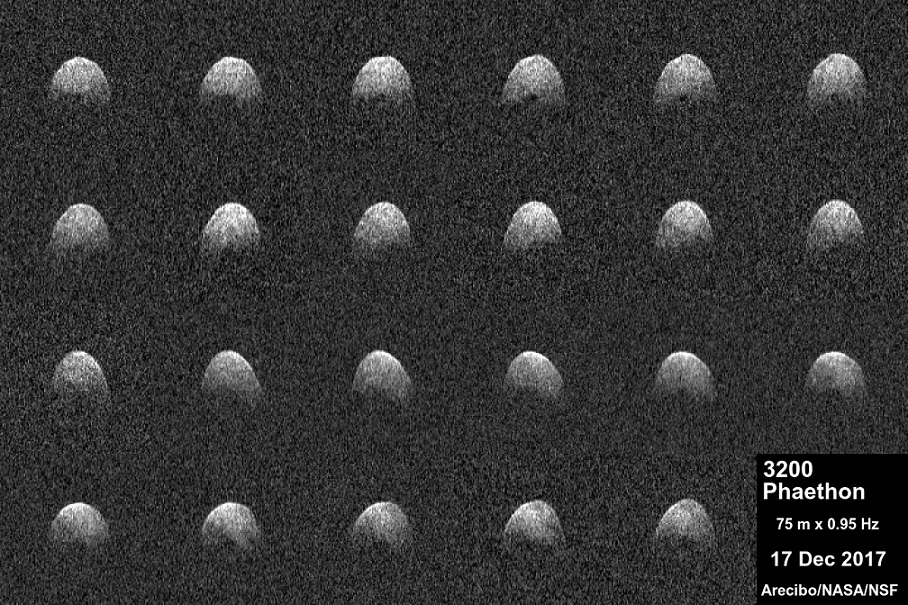 Die Radarbilder vom erdnahen Asteroiden 3200 Phaethon wurden am 17. Dezember 2017 von Astronomen des Arecibo Observatoriums generiert. Die Beobachtungen von Phaethon fanden zwischen 15. und 19. Dezember 2017 statt. 