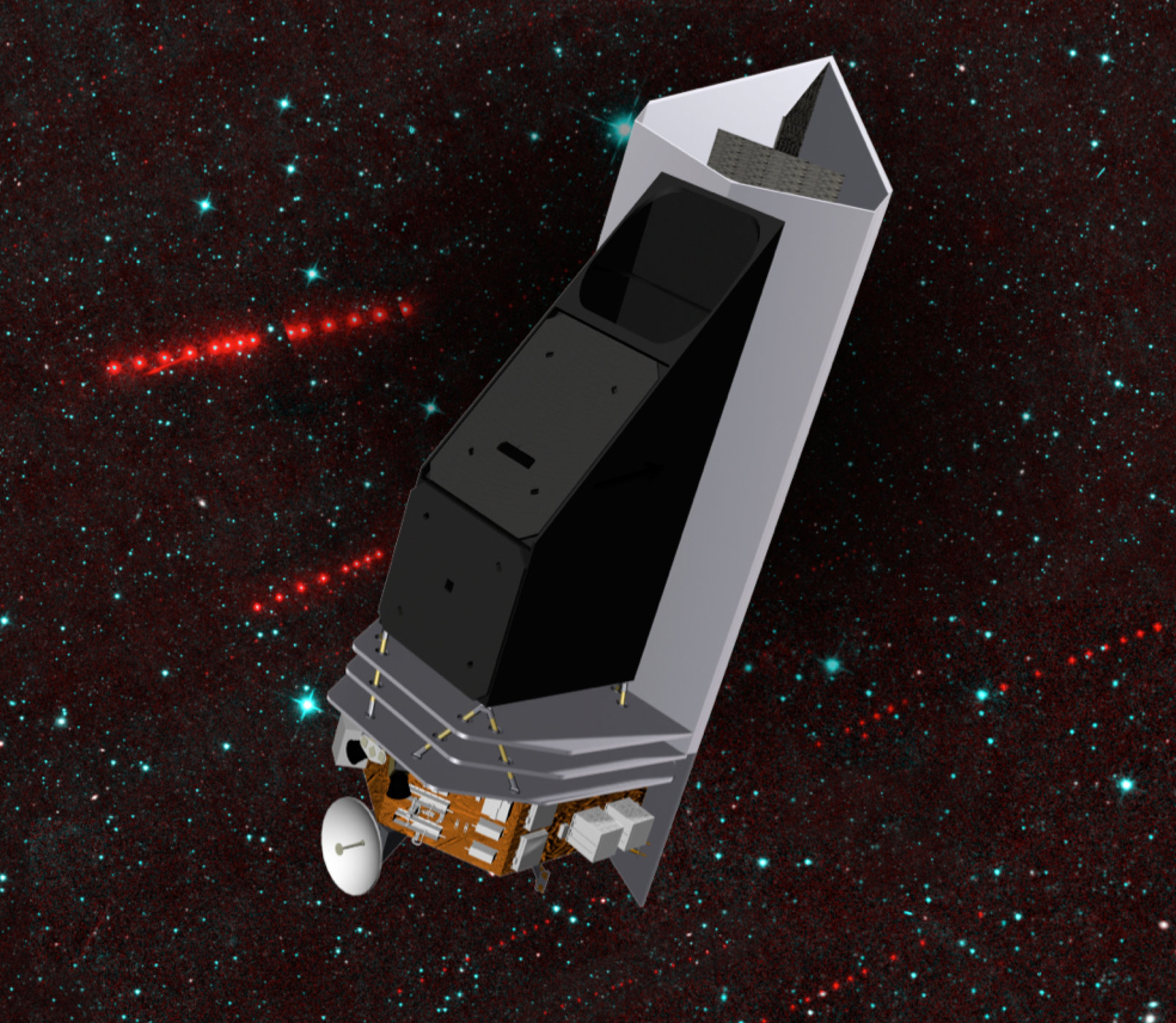 Künstlerische Darstellung der vorgeschlagenen NEOCam-Raumsonde, die nach Asteroiden suchen würde, die eine Bedrohung für die Erde darstellen könnten. Bild: NASA/JPL-Caltech