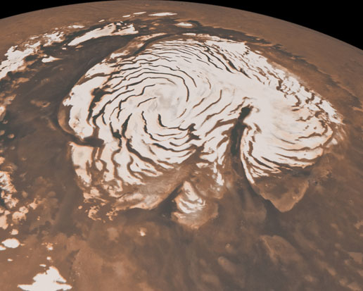 Mars-Nordpol. Bild: NASA/JPL-Caltech/MSSS 